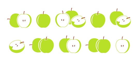 Wall Mural - Green apple  logo. Isolated green apple  on white background