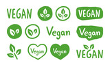 Fototapeta Sypialnia - Vegan Vector Icon Set - Logo Set
