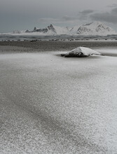 Texture Of Snow On Sand.  Lofoten. Norway