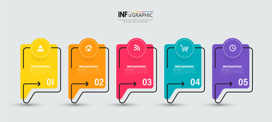 5 Steps Timeline Infographics design template.	
