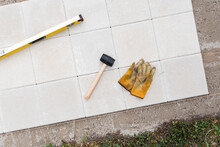 Pavers Being Laid In A Patio