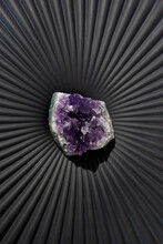 Violet Amethyst Crystals On Black Background