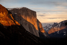 Sunset Over Yosemite National Park From Tunnel View Vista Point