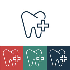 Wall Mural - Linear vector icon with healthy tooth