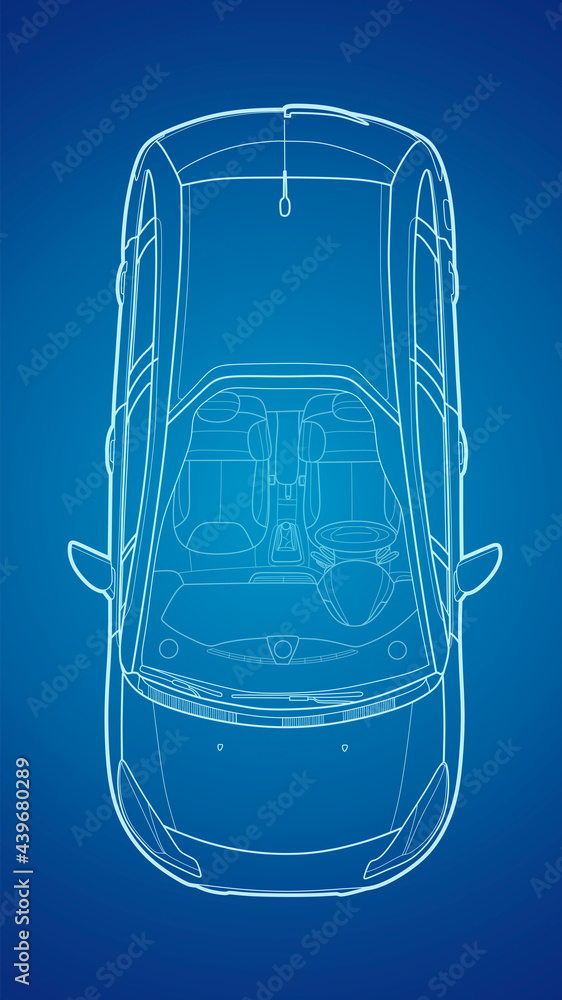 Car from top view vector. Flat design auto. Stock Vector | Adobe Stock