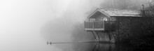 Ullswater Boat House In The Mist Black And White Lake District