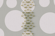 Abstract Goldish Grid On Grey Background