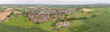 Aerial panoramic view of small rural village in Wales