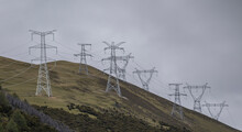 Green Energy Sources Transmission Tower On The Mountain
