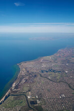 View Over Victorian Coastline As Plane Leaves Melbourne, Australia