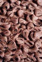 Closeup Of Yarn Bows In Blush Pink