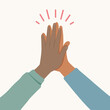 Two hands giving high five, concept for success, teamwork and friendship.