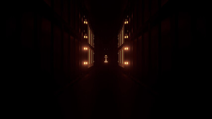 Wall Mural - 3d rendering of futuristic tunnel patterns in neon brown and black vibrant colors