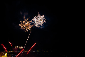 Wall Mural - Sky with colorful firework blast