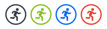 Running Man Icon Sign On Circle. Vector Illustration