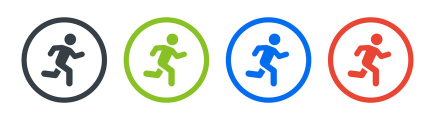 Running man icon sign on circle. Vector illustration