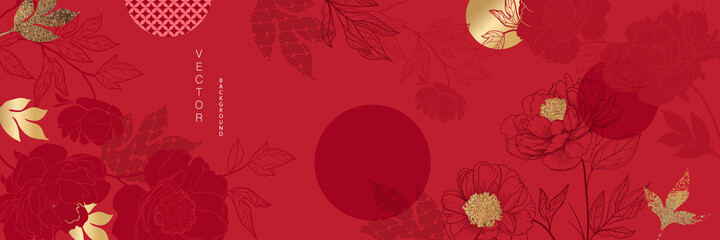 asian background ,oriental japanese and chinese style abstract pattern background design with botani