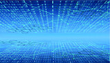 Fototapeta Do przedpokoju - Abstract futuristic technology connected  with Dots On on dark blue background. Internet Connection. Art & Illustration. copy space.	