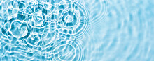 Abstract Transparent Liquid Banner With Concentric Circles And Ripples. Spa Concept. Soft Focus