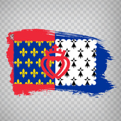 Wall Mural - Flag of Pays de la Loire brush strokes. Flag Region Pays de la Loire of France on transparent background for your web site design, app, UI. French Republic.  EPS10.