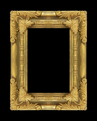 Wall Mural - The antique gold frame isolated on black background