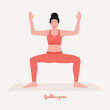   Goddess Yoga pose. Young woman practicing yoga  exercise. Woman workout fitness, aerobic and exercises. Vector Illustration.