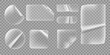© Frogella.stock - Transparent stickers. Clear wrinkled labels, sticky banners with curled corners or folded edges. Realistic adhesive sticker vector template of different shape as square, rectangle, circle