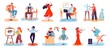 Artistic people. Men and women with creative professions musician, artist, designer, potter, sculptor. Characters enjoying their hobby vector set. Leisure time or art work or occupation