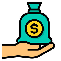 Money Bag filled outline icon