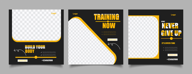 Gym Fitness social media post design template Premium Vector
