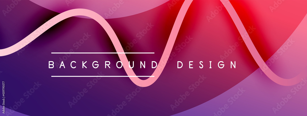Abstract gradient background with wave line with shadow effect. Geometric composition. 3D shadow effects and fluid gradients - obrazy, fototapety, plakaty 