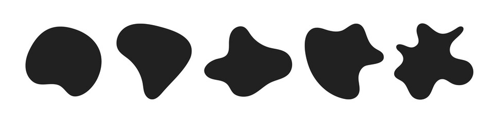 random abstract liquid organic black irregular blotch shapes flat style design fluid vector illustra