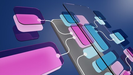 Wall Mural - ux ui flowchart connection node graphic designer creative planning application process development d