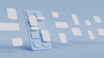 Wall Mural - ux ui flowchart connection node graphic designer creative planning application process development d