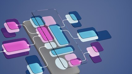 Wall Mural - ux ui flowchart connection node graphic designer creative planning application process development d