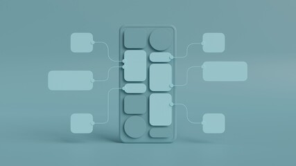 Wall Mural - ux ui flowchart connection node graphic designer creative planning application process development d
