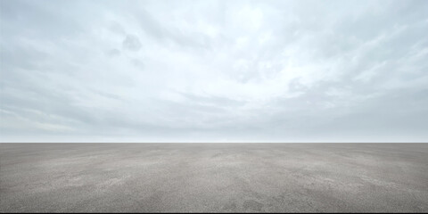 Wall Mural - empty concrete floor background scene with beautiful sky clouds