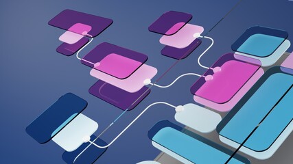 Wall Mural - ux ui flowchart connection node graphic designer creative planning application process development d