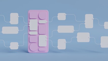 Wall Mural - ux ui flowchart connection node graphic designer creative planning application process development d