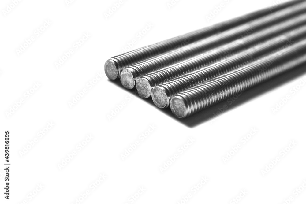Stainless steel threaded rod on white background. Stock Photo | Adobe Stock