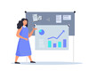 Business Woman Manager Workaholic Scheduling a Timetable with Laptop, Calendar.Efficiency Management Collaboration.Organising,Planning Business Concept.Successful Growth,Trade.Flat Vector Illustration