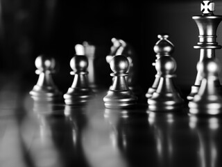 Sticker - Selective focus shot of chess pieces arranged on a chessboard