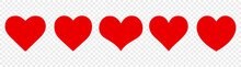 Set Red Heart On The Transparent Background