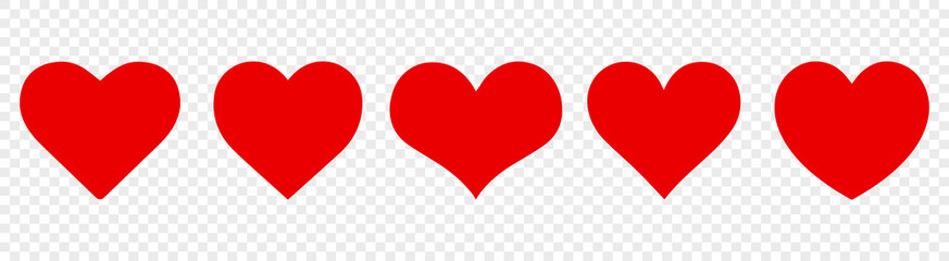 set red heart on the transparent background