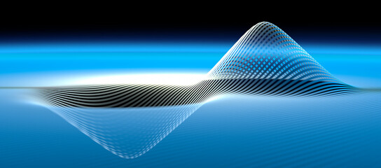 Wall Mural - sinus wave in a digital grid - atomic mode