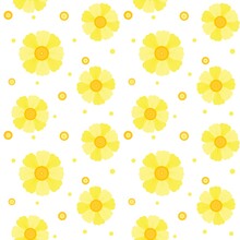 Set Of Yellow Flowers Hand-drawn Digital Illustration Seamless Pattern