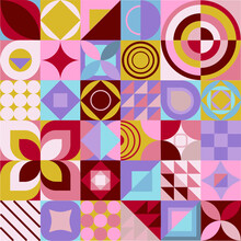 Seamless Colored Pattern Of Geometric Shapes In Pastel Colors 