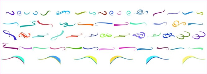 Colorful waves swoosh set as graphic design element