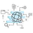 Sticky dynamic IP Vector Glyph Icon Design, Cloud computing and Web hosting services Symbol on White background, Internet Protocol address Concept,