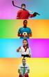 © master1305 - Collage of different professional sportsmen, fit people isolated on color background. Flyer.